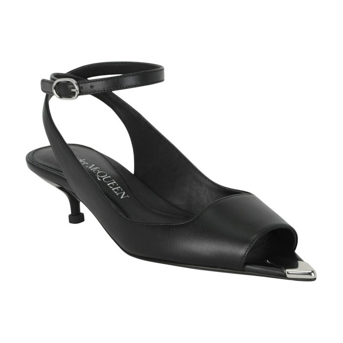 Alexander McQueen Punk Peep Toe 2 In Sandals Black Silver (W) - женская сетка размеров Alexander McQueen Punk Peep Toe 2 In Sandals Black Silver (W) - женская сетка размеров