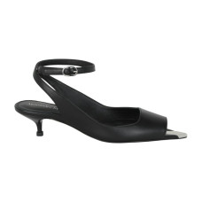 Женские Alexander McQueen Punk Peep Toe 2 In Sandals Black Silver (W)