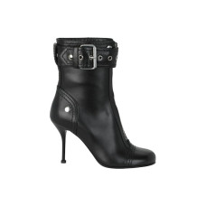 Женские Alexander McQueen Buckle Detailed Ankle Boots Black Silver (W)