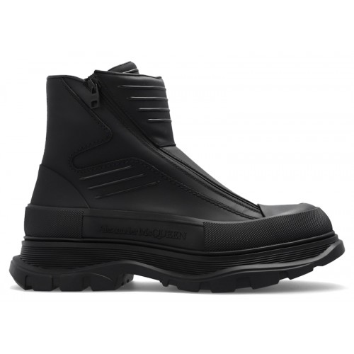 Alexander McQueen Tread Slick Leather Zip-up Ankle Boot Black - мужская сетка размеров