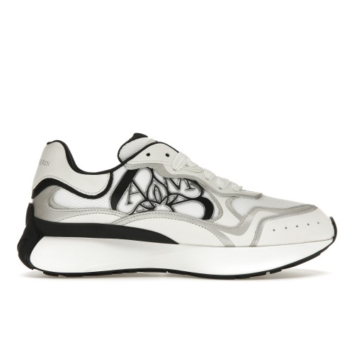 Кроссы Alexander McQueen Sprint Runner Chalk White Black Print - мужская сетка размеров