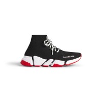 Кроссовки Balenciaga Speed 2.0 Lace Up Black Red Sole