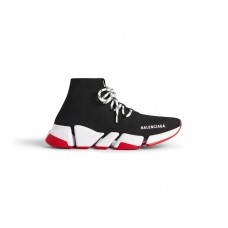 Кроссовки Balenciaga Speed 2.0 Lace Up Black Red Sole