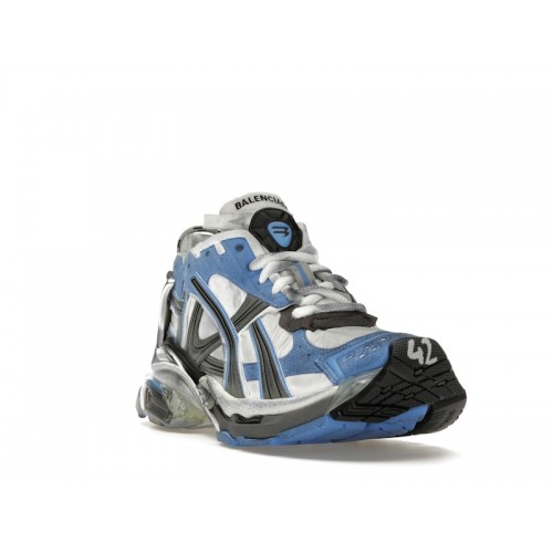 Кроссы Balenciaga Runner Blue White Grey - мужская сетка размеров