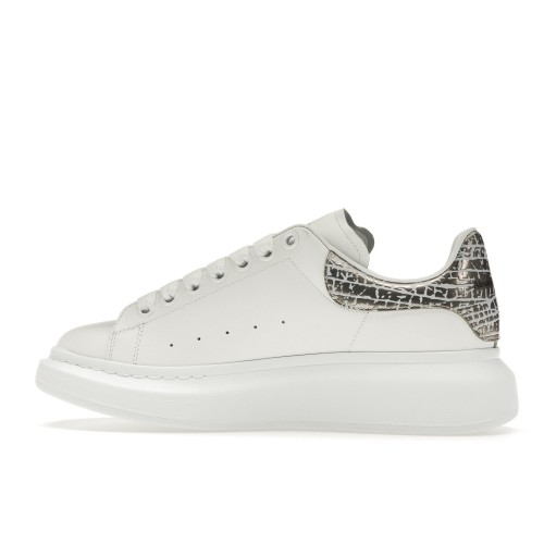 Кроссы Alexander McQueen Oversized White Silver Croc - мужская сетка размеров