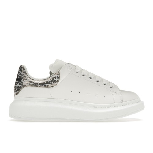 Кроссы Alexander McQueen Oversized White Silver Croc - мужская сетка размеров