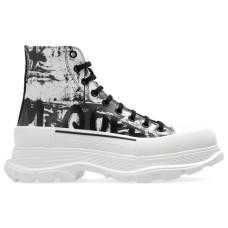 Alexander McQueen Tread Slick Boot Graffiti Black White