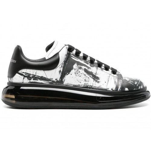 Кроссы Alexander McQueen Oversized Abstract Print White Black - мужская сетка размеров