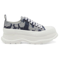 Alexander McQueen Tread Slick Low Lace-Up Graffiti Print Indigo White