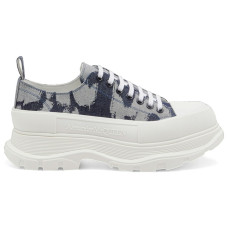 Alexander McQueen Tread Slick Low Lace-Up Graffiti Print Indigo White