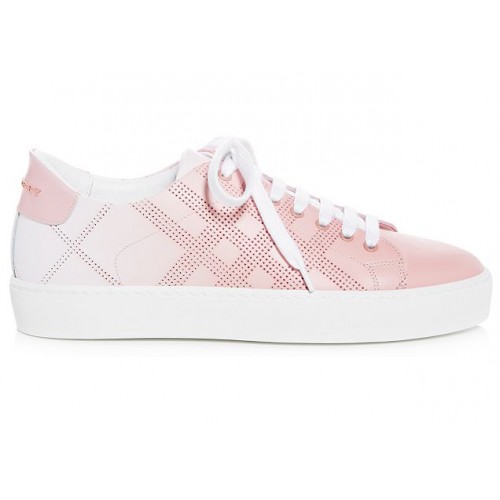 Кроссы Burberry Westford Perforated Check Low-Top Pink White (W) - женская сетка размеров