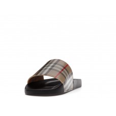 Шлепки Burberry Furley Check Slides Archive Beige