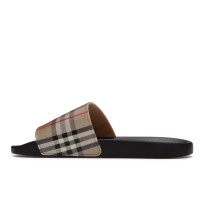 Шлепки Burberry Furley Check Slides Archive Beige