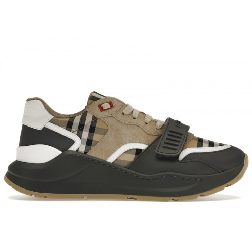 Burberry Ramsey Vintage Check Suede Leather Sneakers Grey Archive Beige - мужская сетка размеров
