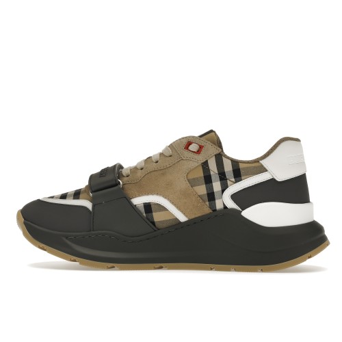 Кроссы Burberry Ramsey Vintage Check Suede Leather Sneakers Grey Archive Beige - мужская сетка размеров