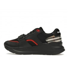 Burberry Check Suede Leather Sneakers Vintage Check-print Black