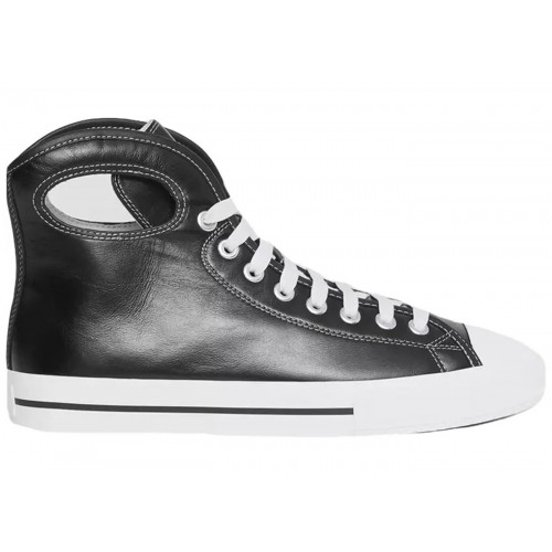 Кроссы Burberry Larkhall High-Top Sneakers Black White Leather - мужская сетка размеров