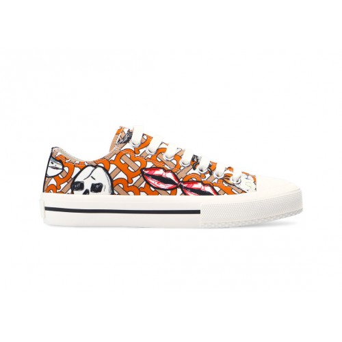 Кроссы Burberry Larkhall Scribble Low Top White Orange (Women) - женская сетка размеров