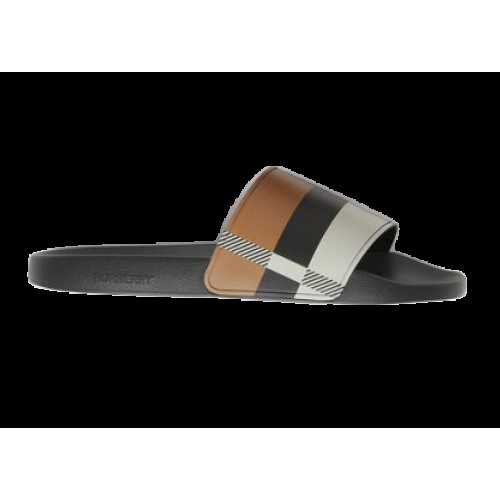 Кроссы Burberry Embossed Logo Slides Camel Check - мужская сетка размеров