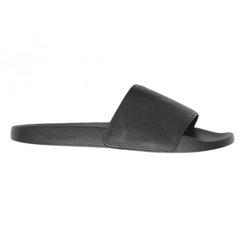 Кроссы Burberry Embossed Logo Slides Black - мужская сетка размеров