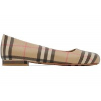Женские Burberry Joy Vintage Check Patent Ballerina Flat Beige (W)