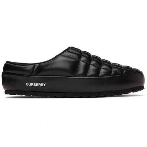 Кроссы Burberry Leather Quilted Slipper Black - мужская сетка размеров