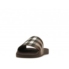 Кроссовки Burberry Check Print Slides Dark Birch Brown