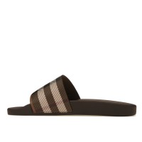 Burberry Check Print Slides Dark Birch Brown
