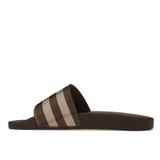 Кроссовки Burberry Check Print Slides Dark Birch Brown