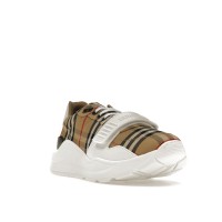 Burberry Ramsey Vintage Check Suede Leather Archive Biege White