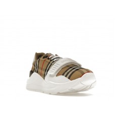 Burberry Ramsey Vintage Check Suede Leather Archive Biege White