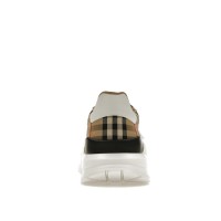 Burberry Ramsey Vintage Check Suede Leather Archive Biege White