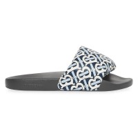 Женские Burberry Furley TB Flock Slides White Navy Leather (W)