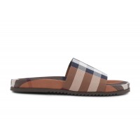Кроссовки Burberry Check Cotton Slides Birch Brown