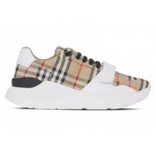 Женские Burberry Check and Leather Sneakers Archive Beige (W)