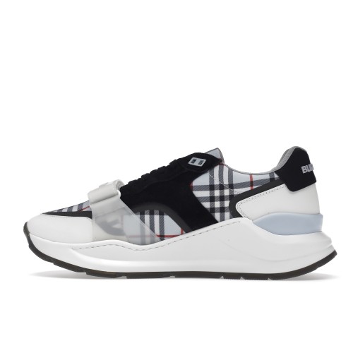 Кроссы Burberry Ramsey Haymarket Check Print Light Blue White Black - мужская сетка размеров