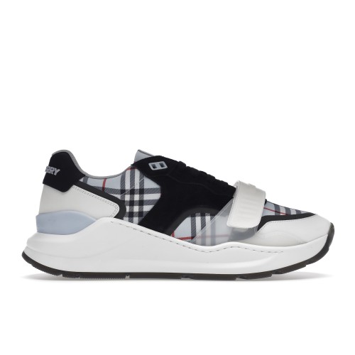 Кроссы Burberry Ramsey Haymarket Check Print Light Blue White Black - мужская сетка размеров