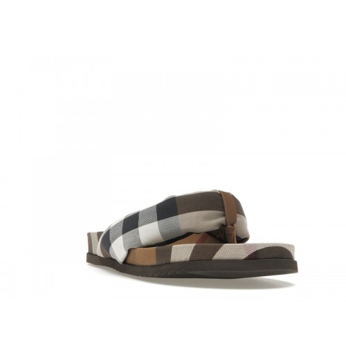 Burberry Check Print Thong Sandals Brown - мужская сетка размеров
