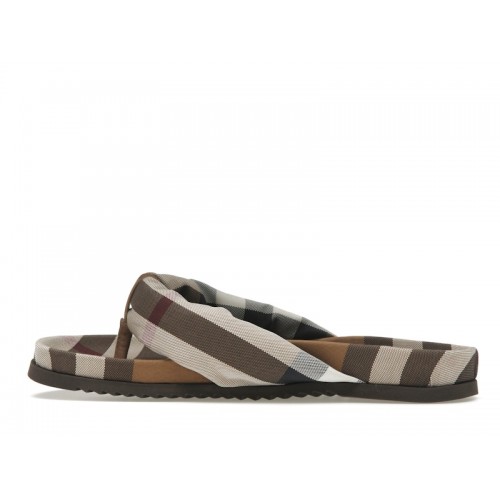 Burberry Check Print Thong Sandals Brown - мужская сетка размеров
