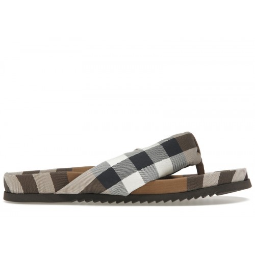 Burberry Check Print Thong Sandals Brown - мужская сетка размеров
