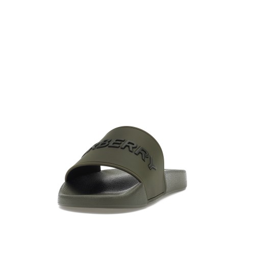 Кроссы Burberry Embossed Logo Slides Dark Fern Green Black - мужская сетка размеров