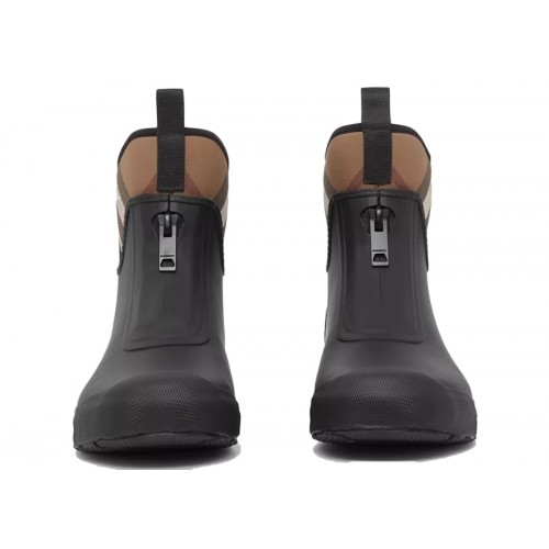Burberry Flinton Rain Boots Black Brown Rubber (Mens) - мужская сетка размеров