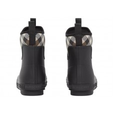 Burberry Flinton Rain Boots Black Brown Rubber (Mens)