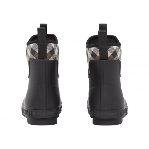 Burberry Flinton Rain Boots Black Brown Rubber (Mens) - мужская сетка размеров