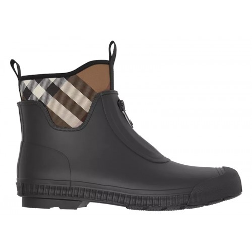 Burberry Flinton Rain Boots Black Brown Rubber (Mens) - мужская сетка размеров