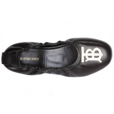 Женские Burberry TB Logo Plaque Ballerina Flat Black (W)