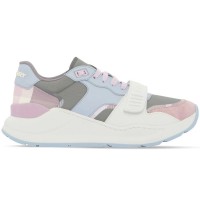 Женские кроссовки Burberry Ramsey Light Blue Pink Suede (Women)