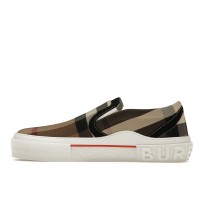 Кроссовки Burberry Slip On Sneakers Exaggerated Check Birch Brown White