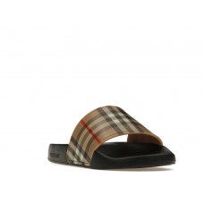 Женские кроссовки Burberry Check Print Slides Archive Beige (W)