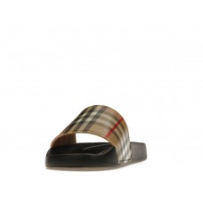 Женские кроссовки Burberry Check Print Slides Archive Beige (W)